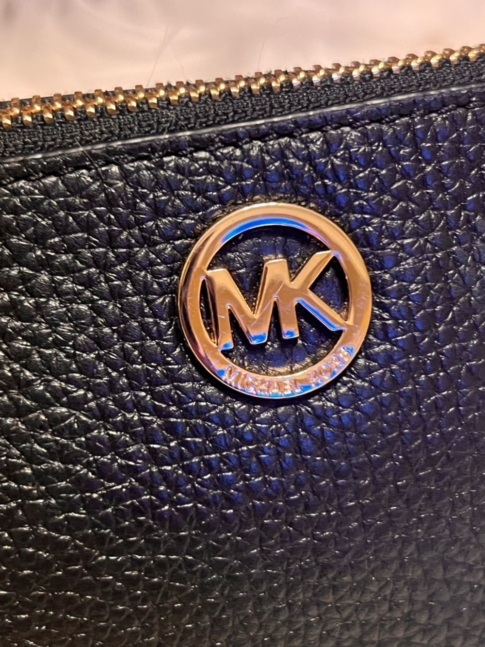Michael Kors Black Leather Wristlet with Gold Zipper - Picture 7 of 13